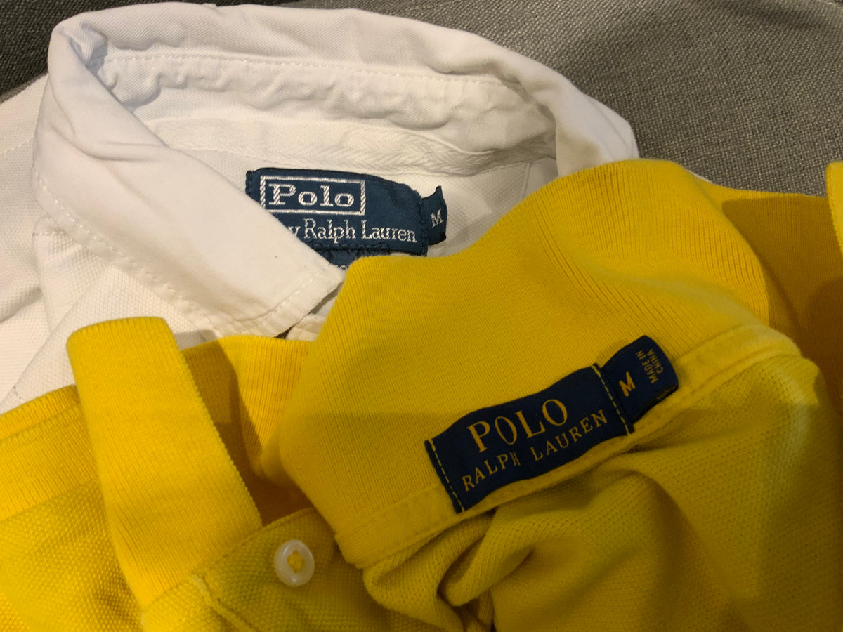$280 Polo RALPH LAUREN Big Pony Polo T shirt Top Size M medium yellow & white men
