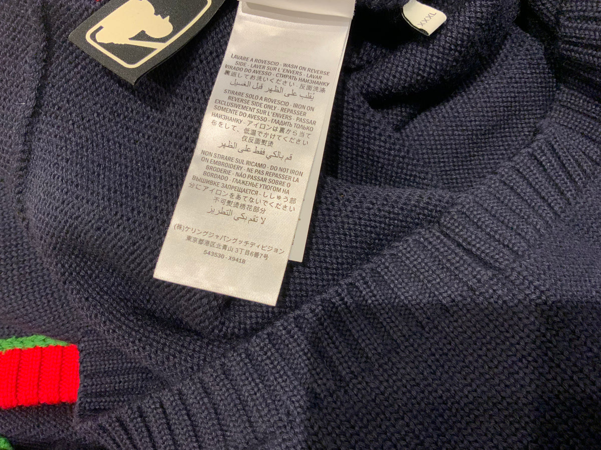 Gucci NY Yankees navy alpaca knit cardigan sweater jumper size 3XL men