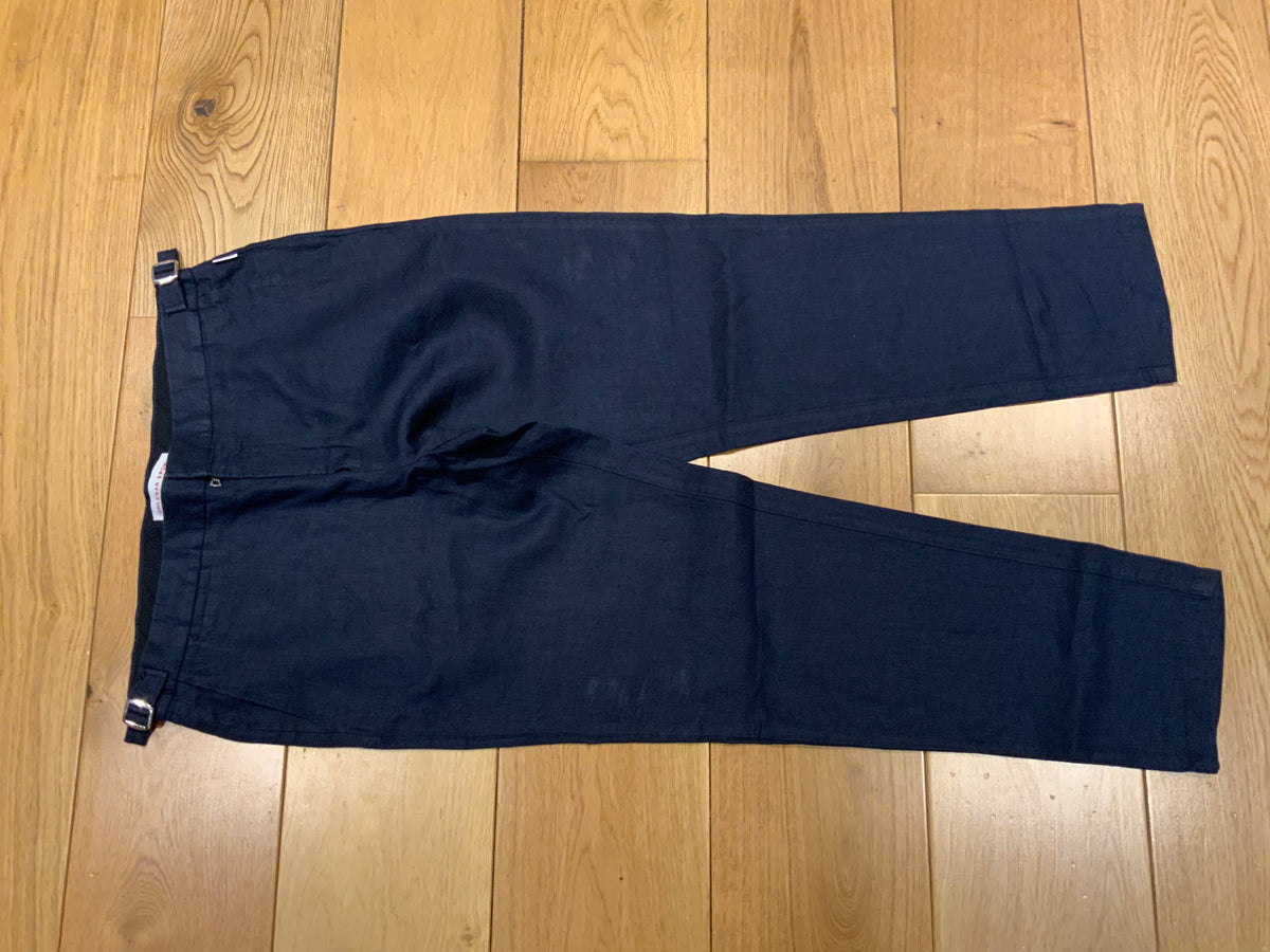 ORLEBAR BROWN Navy Griffon Slim-Fit Linen Trousers Pants Size 34 men