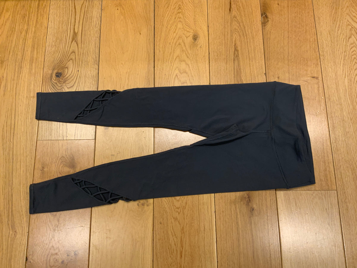 Alo Yoga Lattice Cutout Grey Legging Entwine Pull On Stretch Leggings Size S ladies