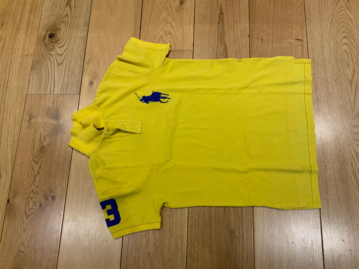 $280 Polo RALPH LAUREN Big Pony Polo T shirt Top Size M medium yellow & white men