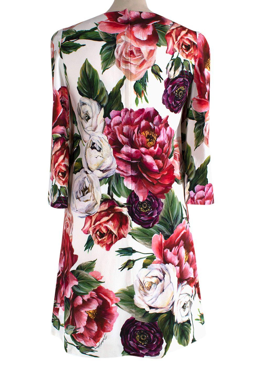 DOLCE & GABBANA Peony Roses print cady A-line dress Size I 36 UK 4 US 0 ladies