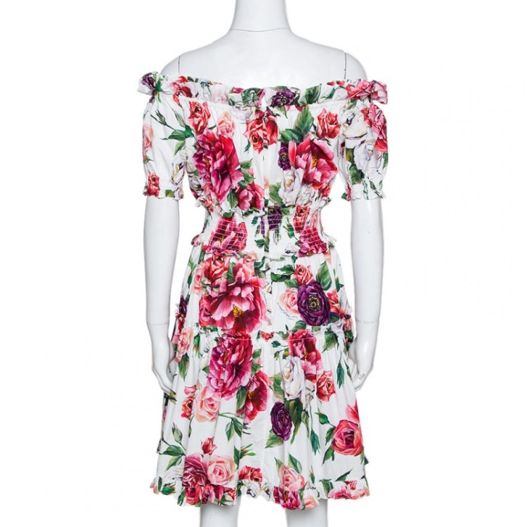 Dolce & Gabbana Off-The-Shoulder Peony Floral Dress Size I 40 UK 8 US 4 S small ladies