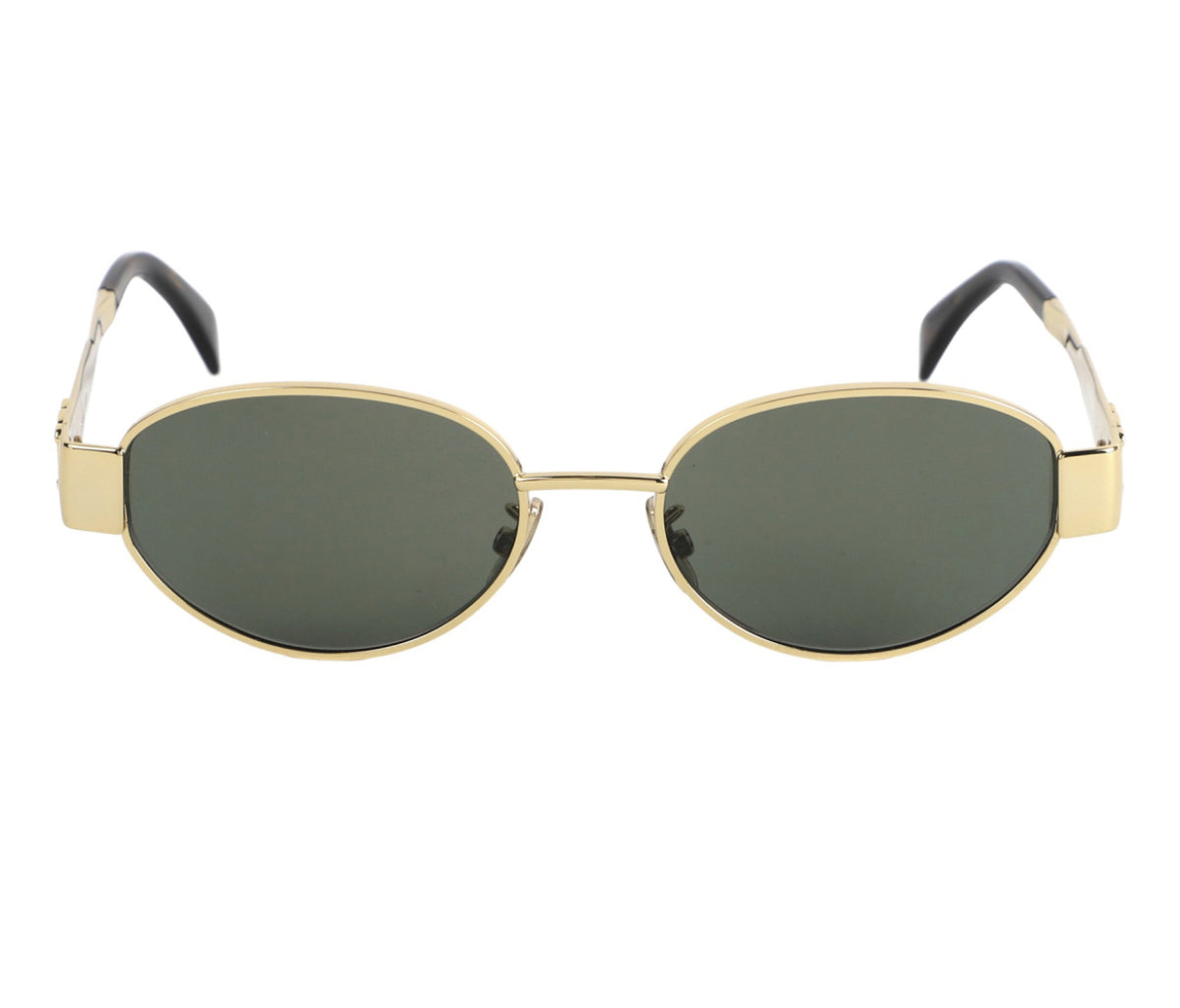 Celine 2023 TRIOMPHE METAL 01 SUNGLASSES IN METAL GOLD / GREEN Latest Collection ladies