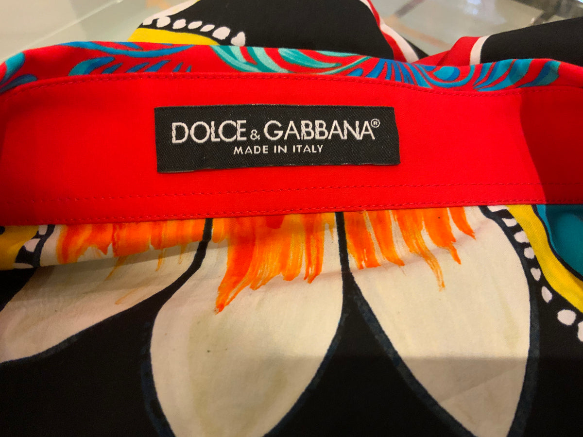 Dolce & Gabbana 2023 printed long collar shirt - Black Size I 44 UK 12 US 8 ladies