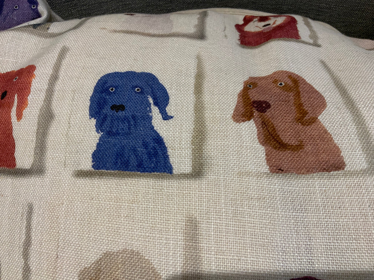 Andrew Martin Pure Linen Large Dogs Print Cushion Pillow 25 inches 63 cm