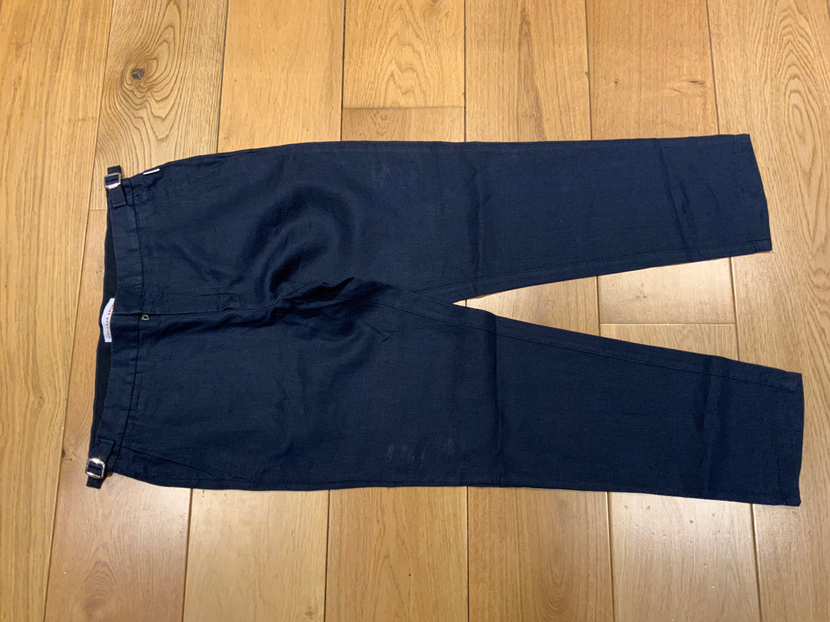 ORLEBAR BROWN Navy Griffon Slim-Fit Linen Trousers Pants Size 34 men