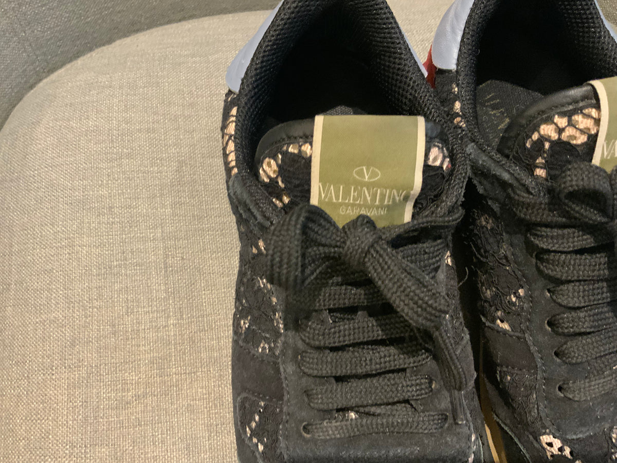 Valentino Rockrunner Lace Suede Printed Sneakers Trainers Size 38 UK 5 US 8 ladies