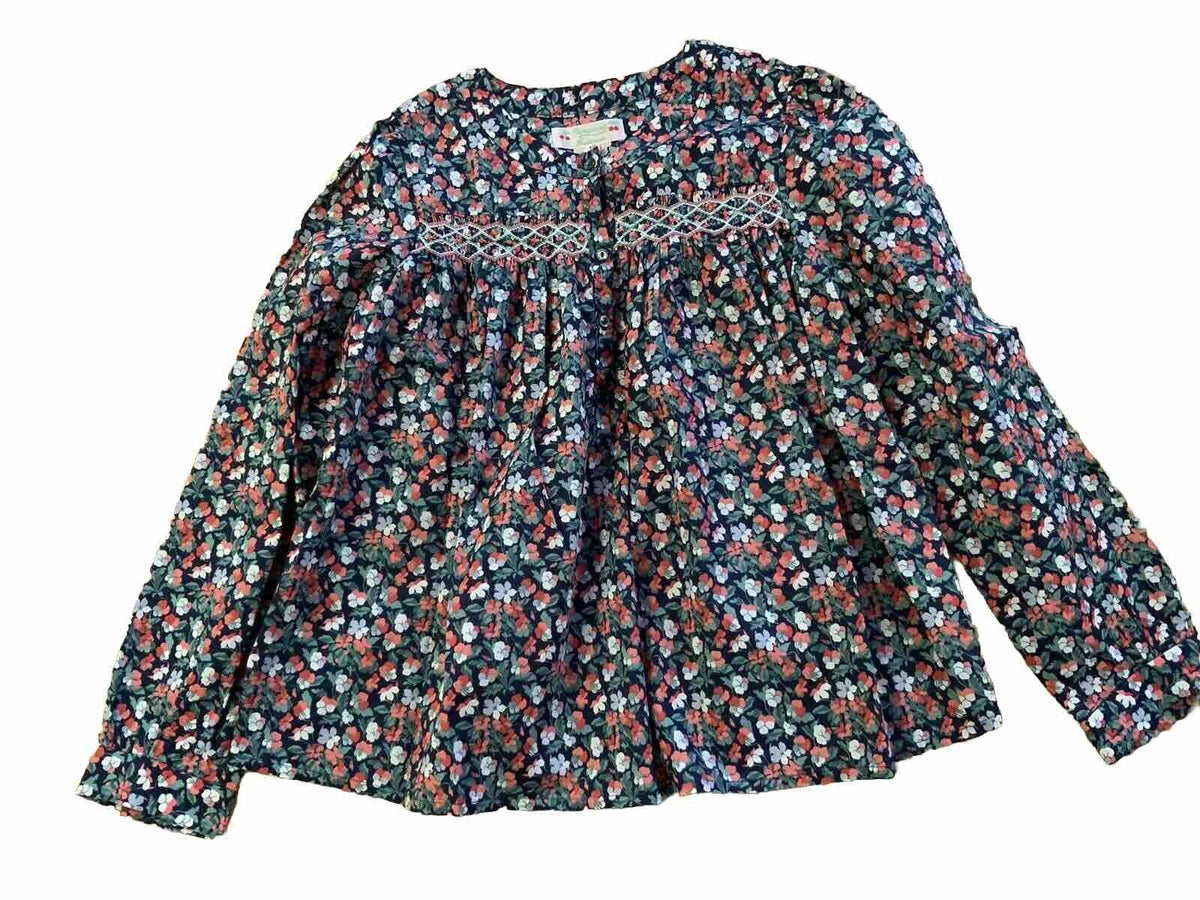 BONPOINT Girls’ Flowers Liberty Print Hand Embroidered BLOUSE SIZE 10 YEARS children
