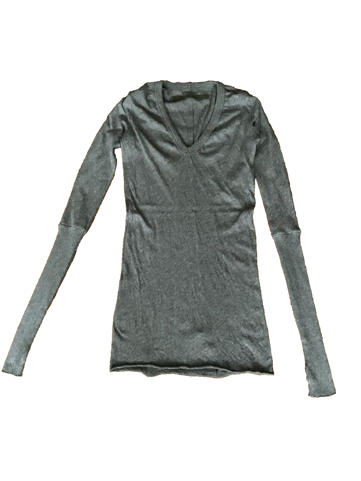 ENZA COSTA Cashmere Cotton Fitted Cuffed V Neck Sweater Knit Size XS ladies