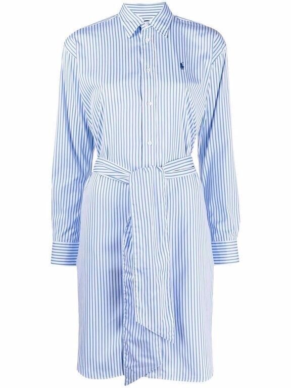 Ralph Lauren Polo Long Sleeve Stripe Shirt Dress - Blue and White Size Afashionistastore Ralph Lauren Polo Long Sleeve Stripe Shirt Dress - Blue and White Size Afashionistastore