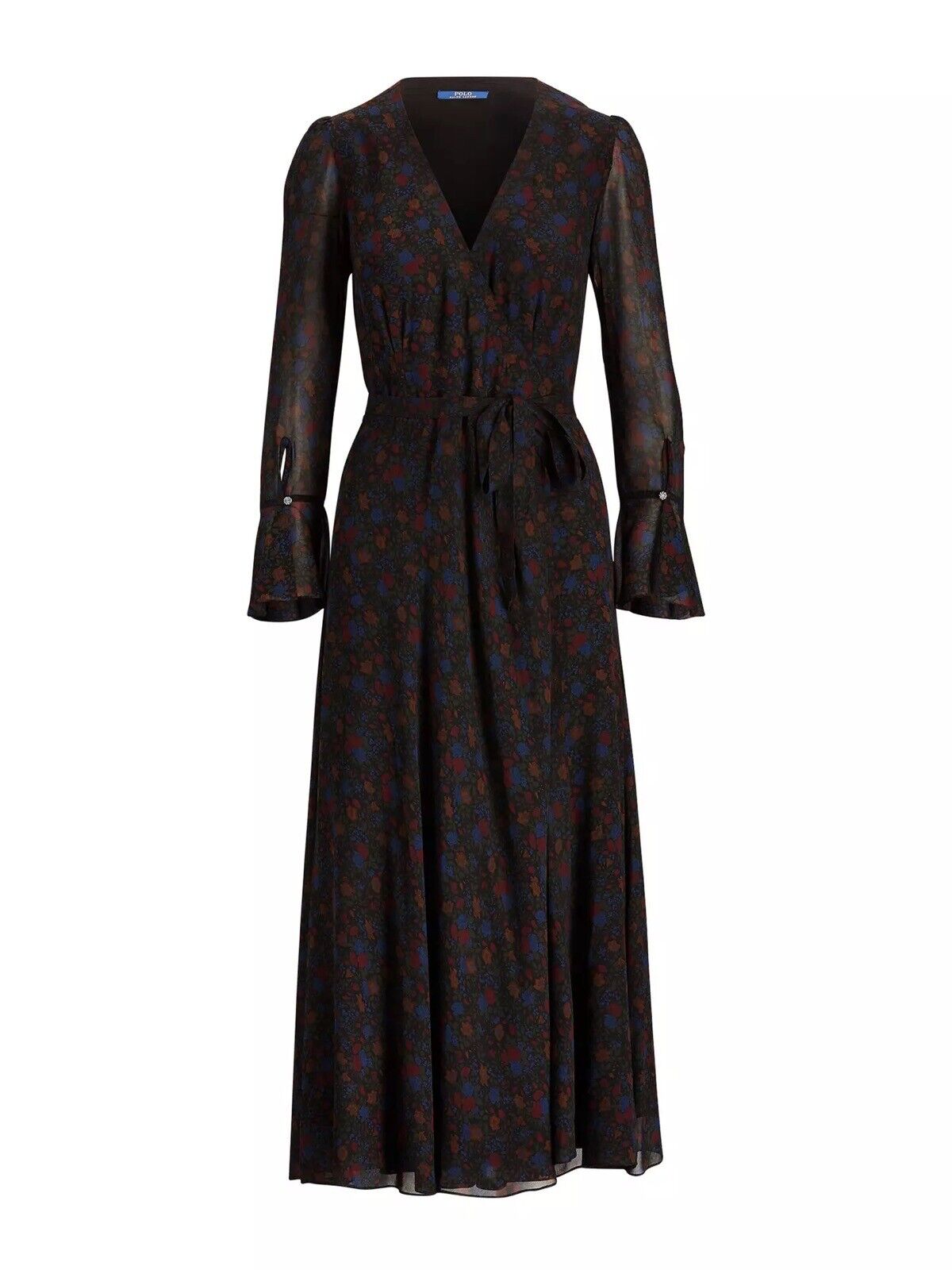 Ralph Lauren Polo Runaway Floral Wrap Maxi Dress Silk US 10 UK 14 ladies