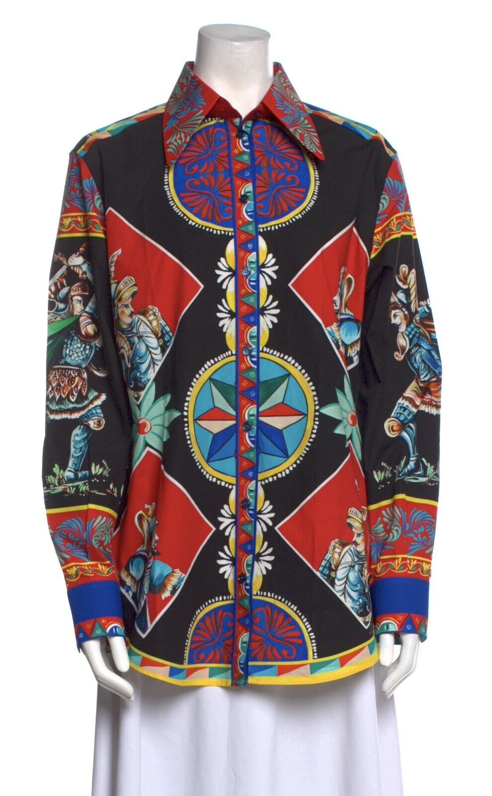 Dolce & Gabbana 2023 printed long collar shirt - Black Size I 44 UK 12 US 8 ladies