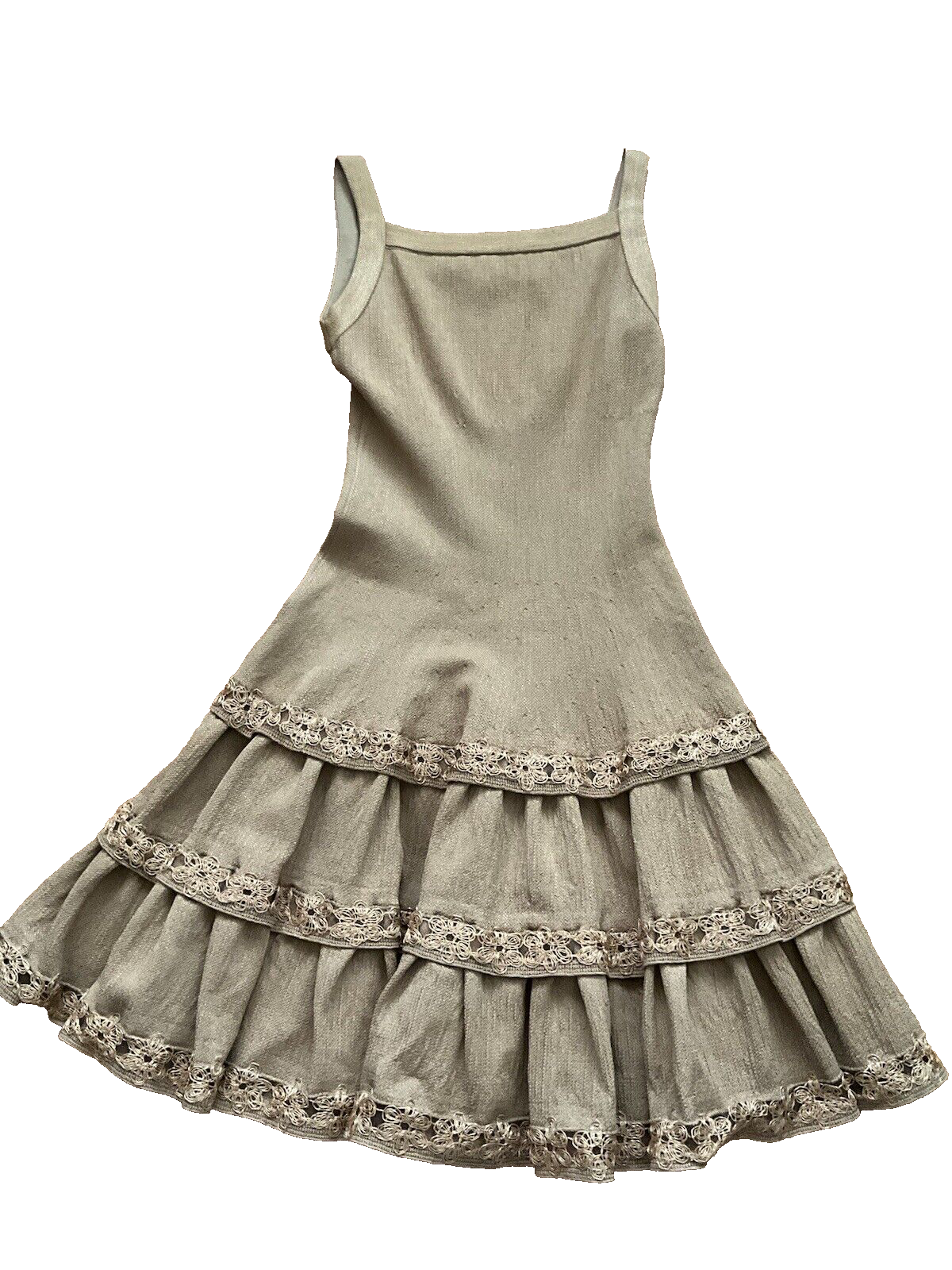 AZZEDINE ALAÏA ALAIA Brown Raffia Flower Knit MINI DRESS F 36 UK 8 US 4 ladies
