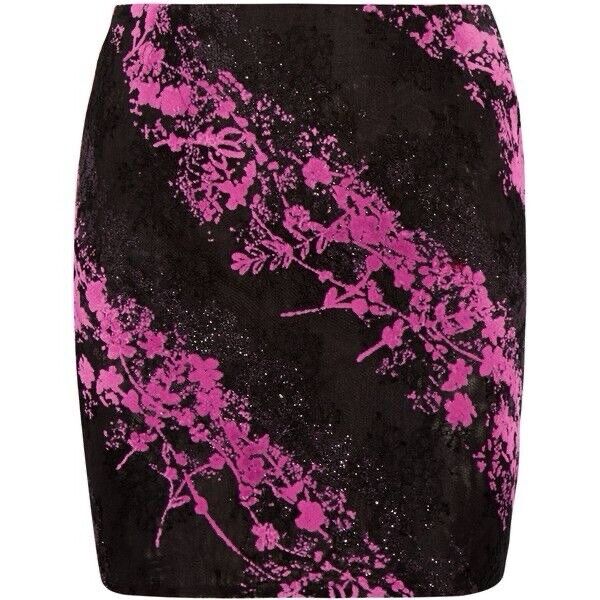 Antonio Berardi Pink Black Jacquard Skirt Suit Set Size I 42 UK 10 US 6 ladies