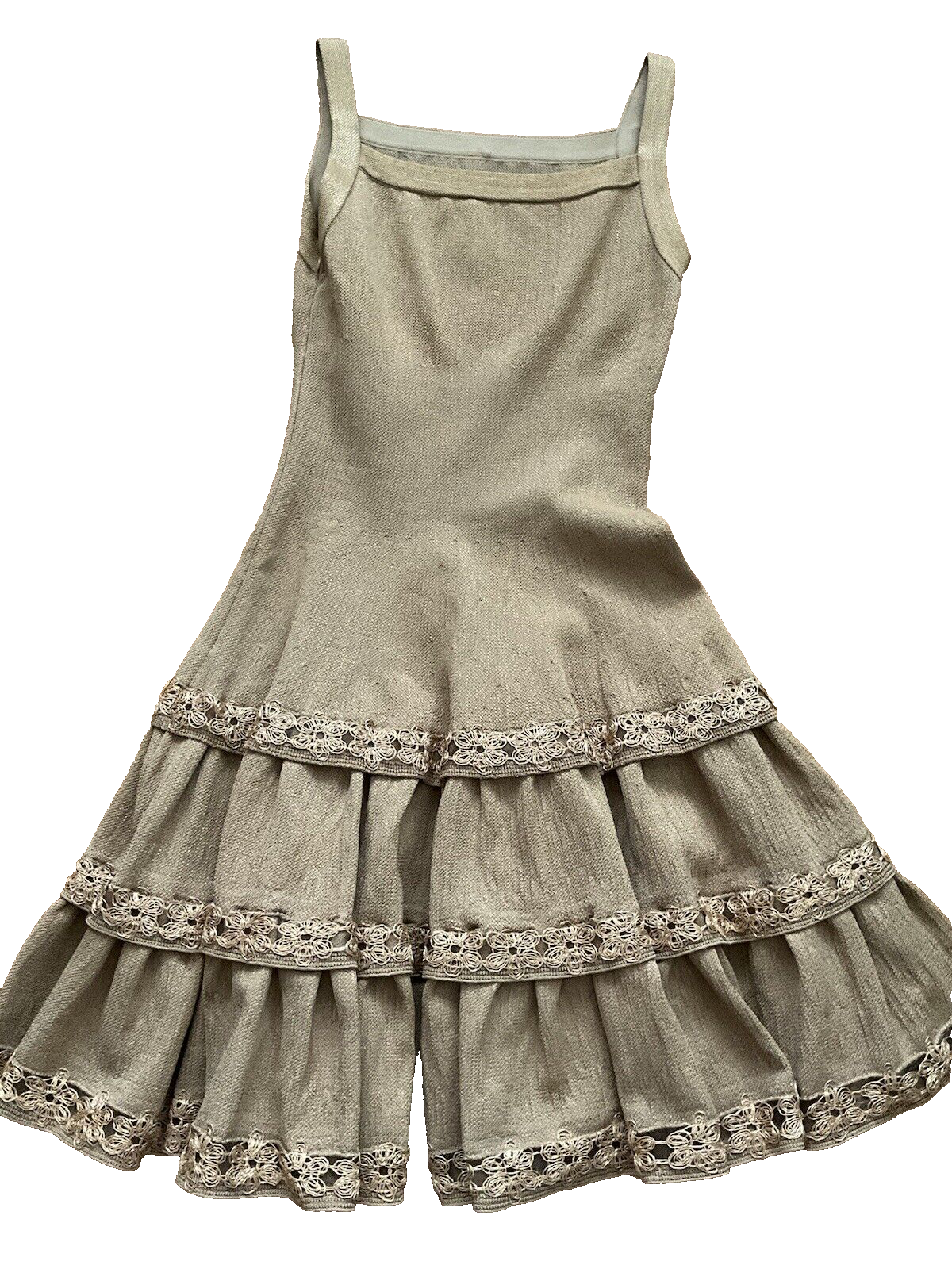 AZZEDINE ALAÏA ALAIA Brown Raffia Flower Knit MINI DRESS F 36 UK 8 US 4 ladies
