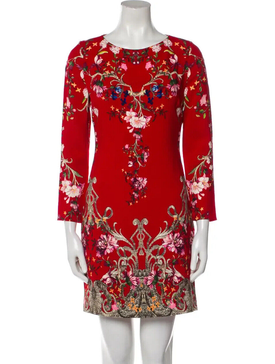 Roberto Cavalli Red Floral Backless Mini Dress Size I 42 UK 10 US 6 ladies
