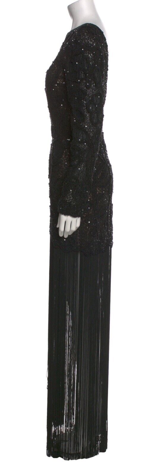 OSCAR DE LA RENTA Red Carpet 2020 Beaded-Embellished Fringed Gown Dress US 10 L ladies