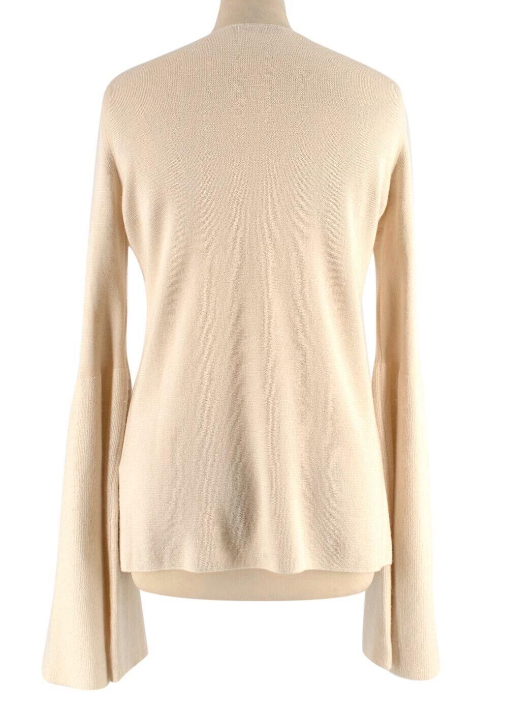 THE ROW "DARCY" IVORY CASHMERE SILK BELL SLEEVE SWEATER PULLOVER JUMPER TOP SZ S ladies