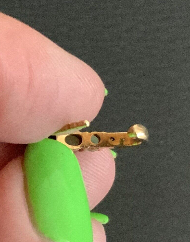 Vintage 50's-60's 18ct 9ct Yellow Gold Emeralds and Diamonds Half Hoop Earrings ladies