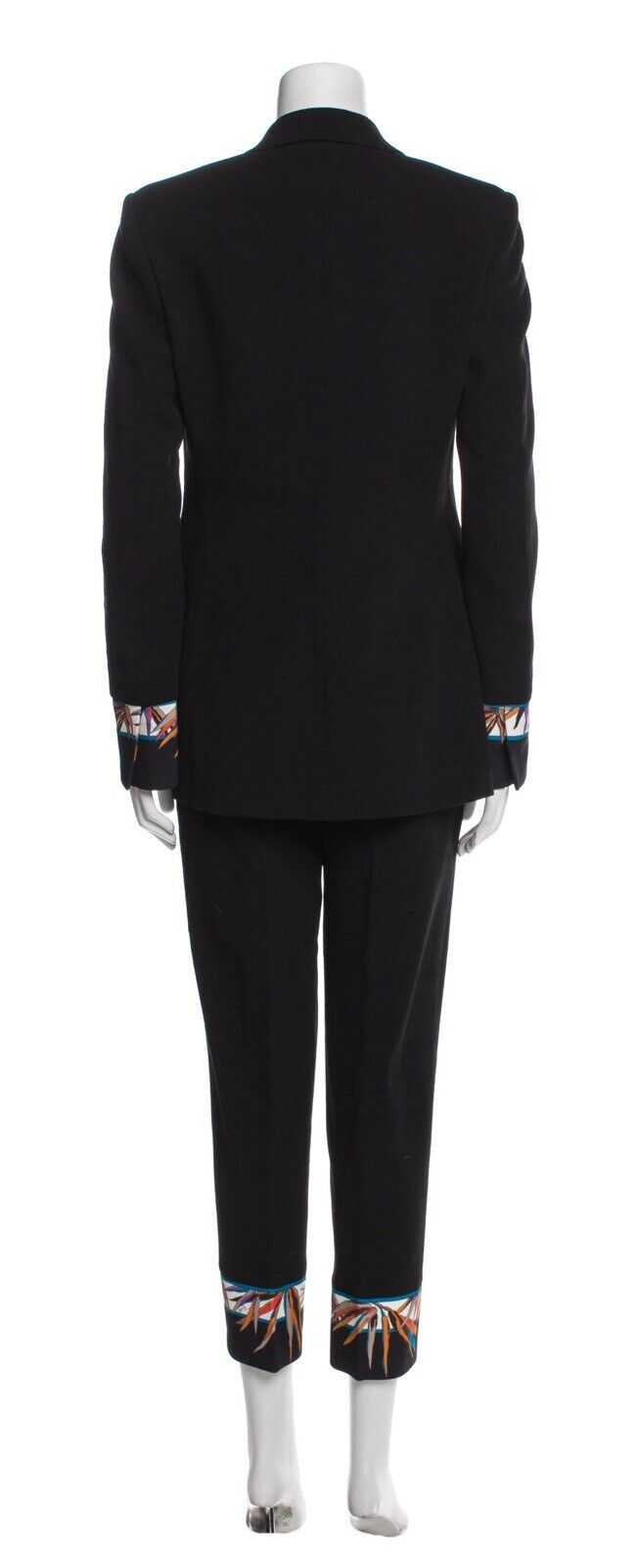 Emilio Pucci Virgin Wool Black Trouser Pants Suit Set Size I 42 UK 10 US 6 ladies