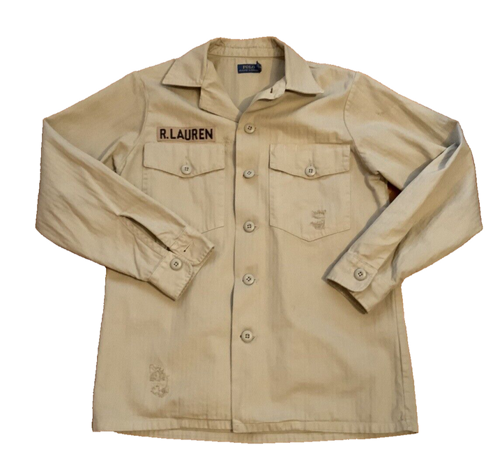 Ralph Lauren Polo Beige Distressed Shirt Jacket Size S/P ladies