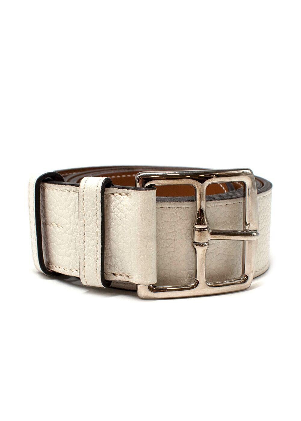 Hermès HERMES Mens Blanc Taurillon Clemence Leather Etriviere Belt Size 40 men
