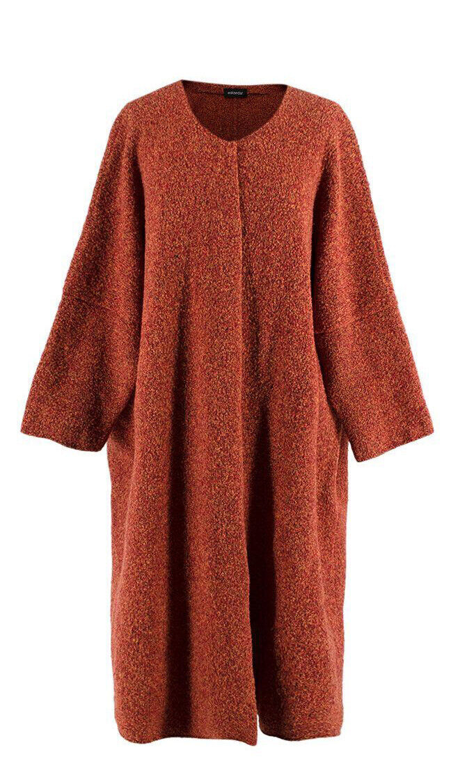 ESKANDAR Orange Wool Blend Oversized Cardigan One Size Fits All XL ladies