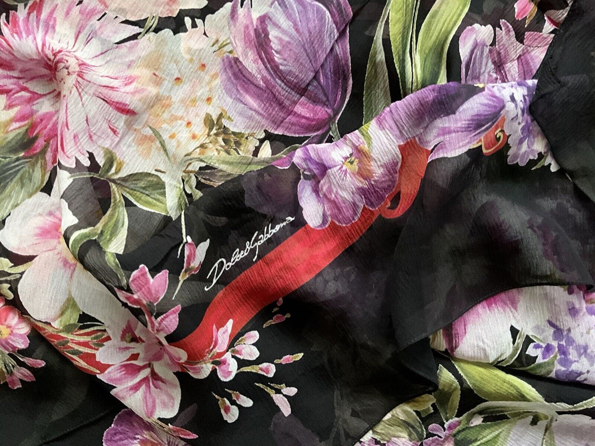 Dolce & Gabbana Silk Chiffon Extra large Floral Scarf Shawl 135x200 cm ladies