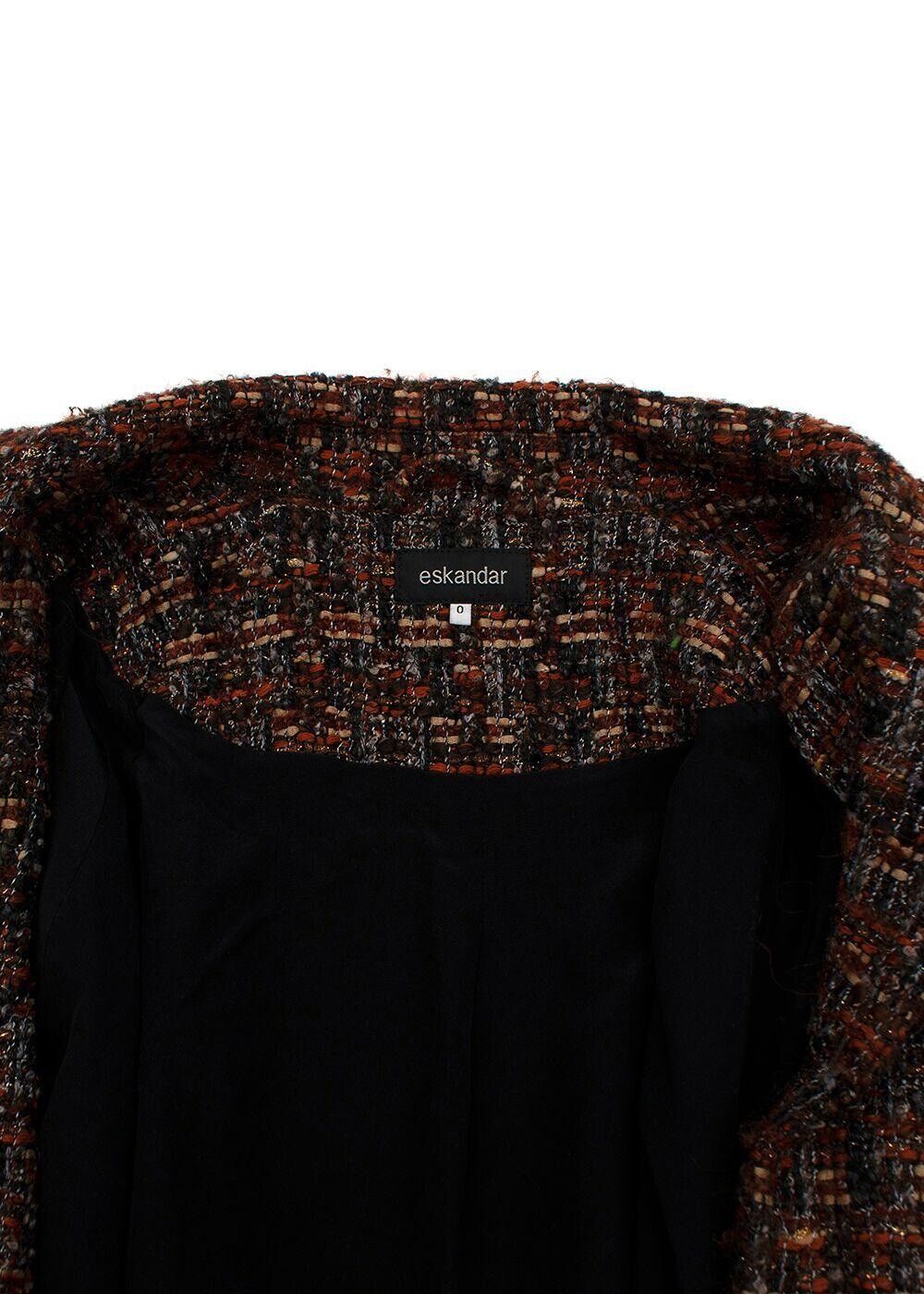 Eskandar Orange Wool Mix Tweed Oversized Blazer Jacket ladies