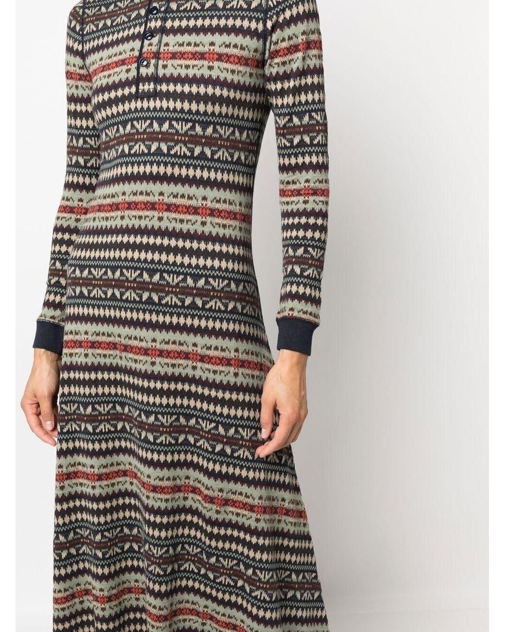 Ralph Lauren RRL Henley fair isle-print Knit maxi dress Size US 2 UK 6 XS ladies