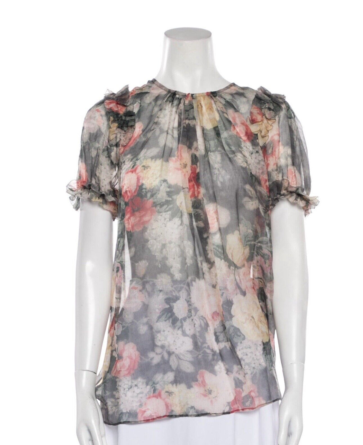 Zimmermann Multicolor Charcoal Washed Floral Radiate Ruffle Top Size 1 S Small ladies