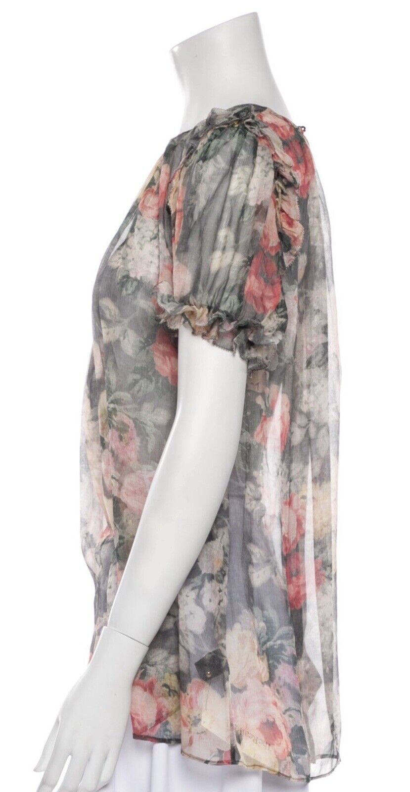Zimmermann Multicolor Charcoal Washed Floral Radiate Ruffle Top Size 1 S Small ladies