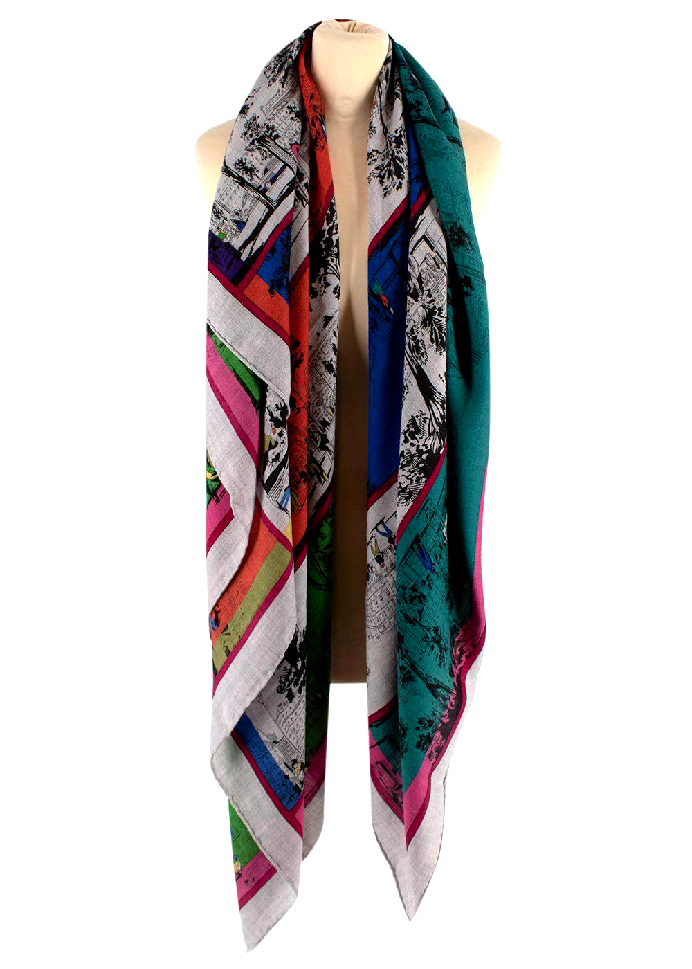 Hermès Hermes Cashmere Silk A L'Ombre des Boulevards Printed Cashmere Shawl 140 ladies