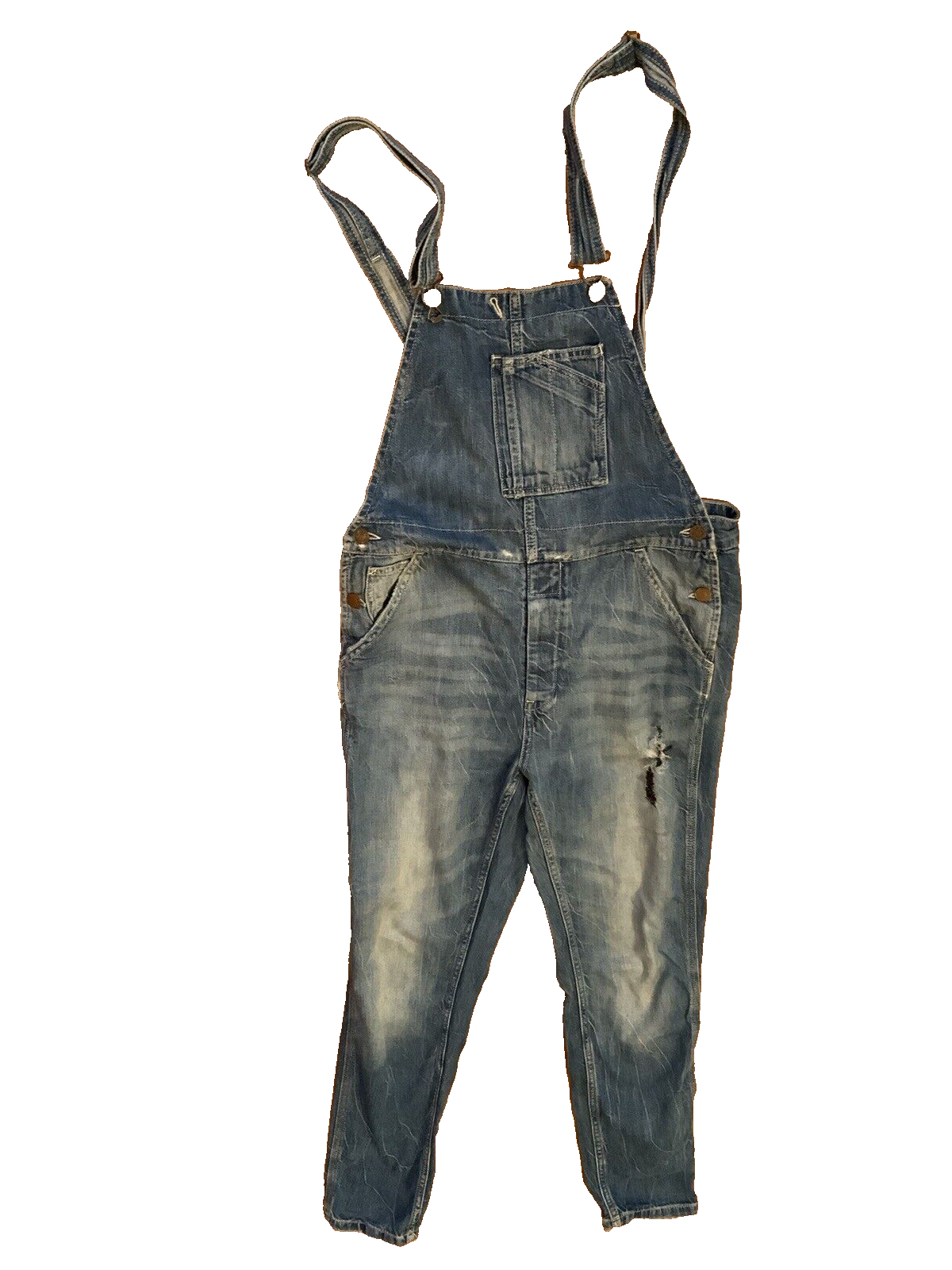 Relaxed Fit Denim Distresssed Overalls in Blue Jeans Jumpsuit Size M medium ladies