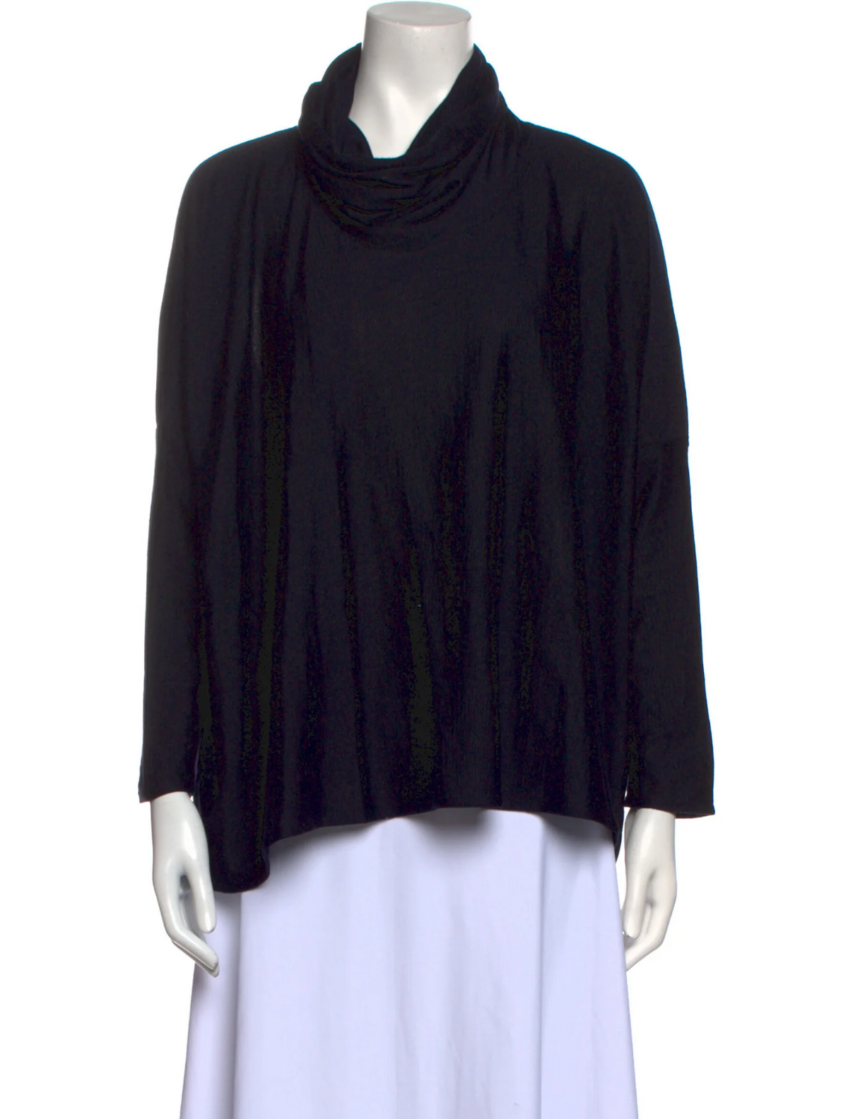 ESKANDAR Navy Cashmere Silk Wool Oversized Turtleneck Size 0 One Size LADIES