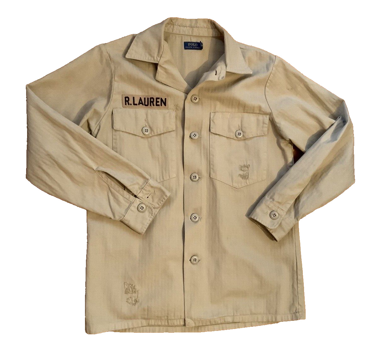 Ralph Lauren Polo Beige Distressed Shirt Jacket Size S/P ladies