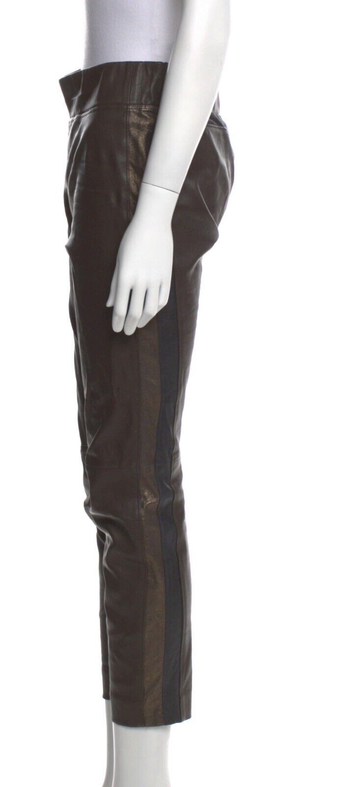 BRUNELLO CUCINELLI Brown Metallic Striped CROPPED TROUSERS PANTS Size M I 42 ladies
