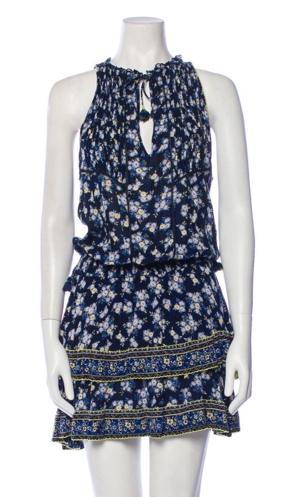 Poupette St. Barth Women's Sleeveless Pom Pom Embroidered Neck Dress Size XS ladies