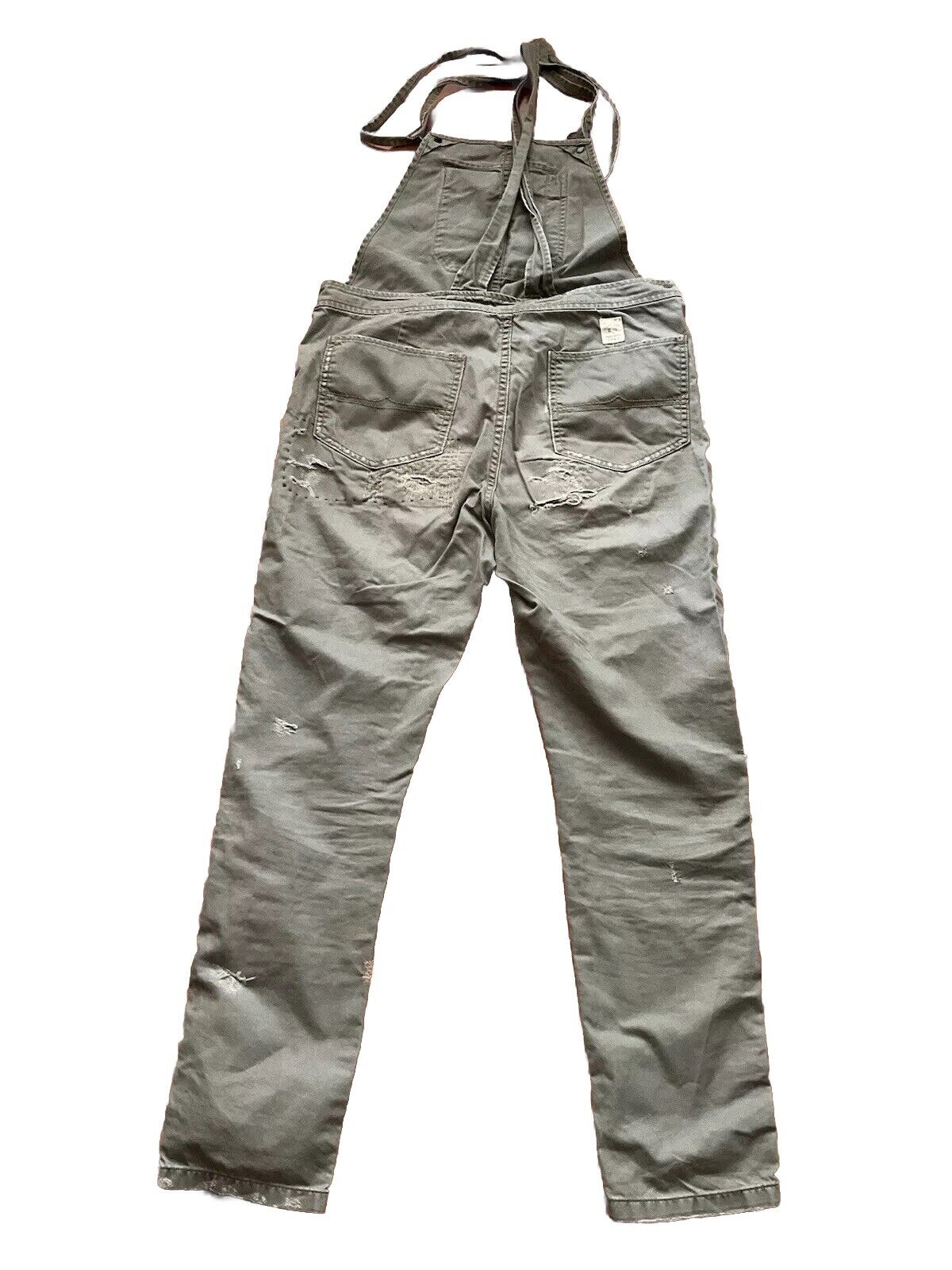 Denim &Supply Ralph Lauren Patchwork Distresssed Overalls in Khaki Jumpsuit Sz S ladies