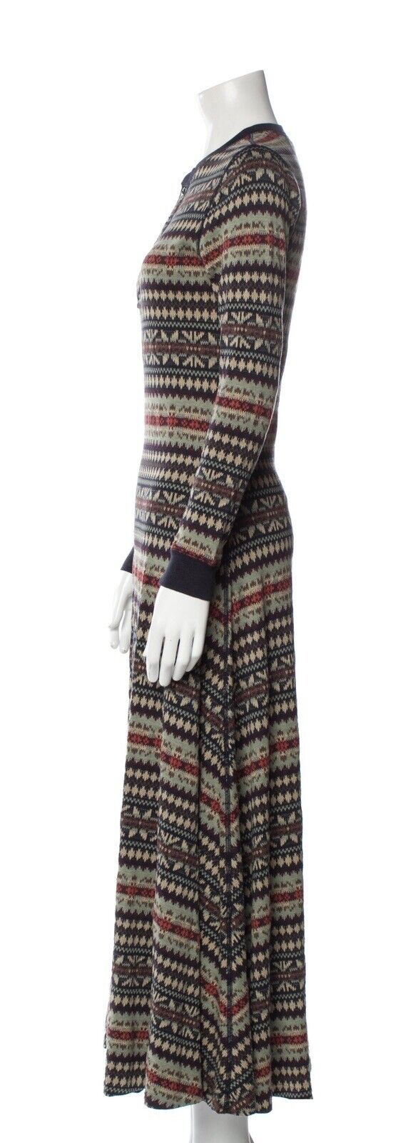 Ralph Lauren RRL Henley fair isle-print Knit maxi dress Size US 2 UK 6 XS ladies