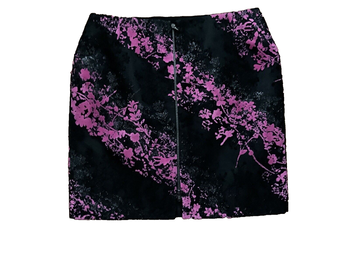 Antonio Berardi Pink Black Jacquard Skirt Suit Set Size I 42 UK 10 US 6 ladies