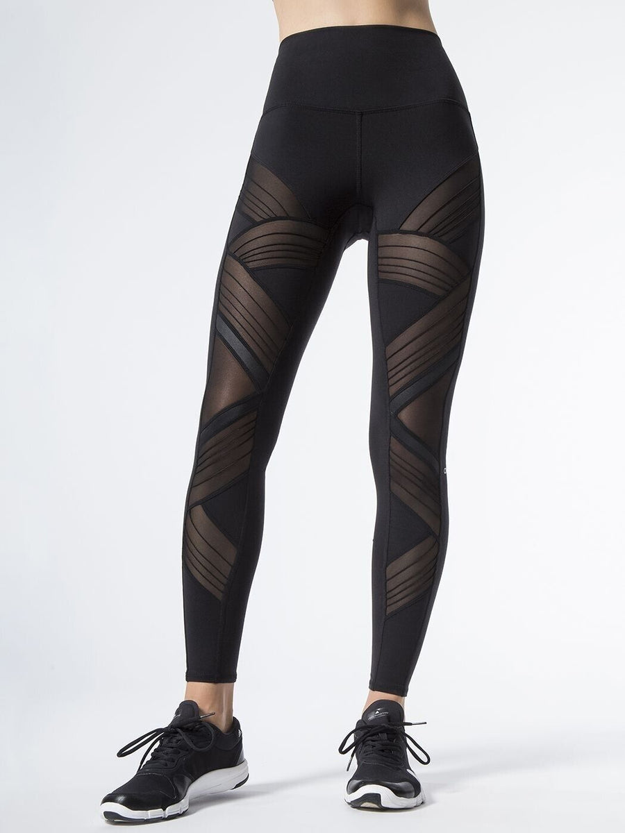 Alo Yoga Black Mesh Panels Moto Sheer Panel Ultimate High-Waist Leggin –  Afashionistastore