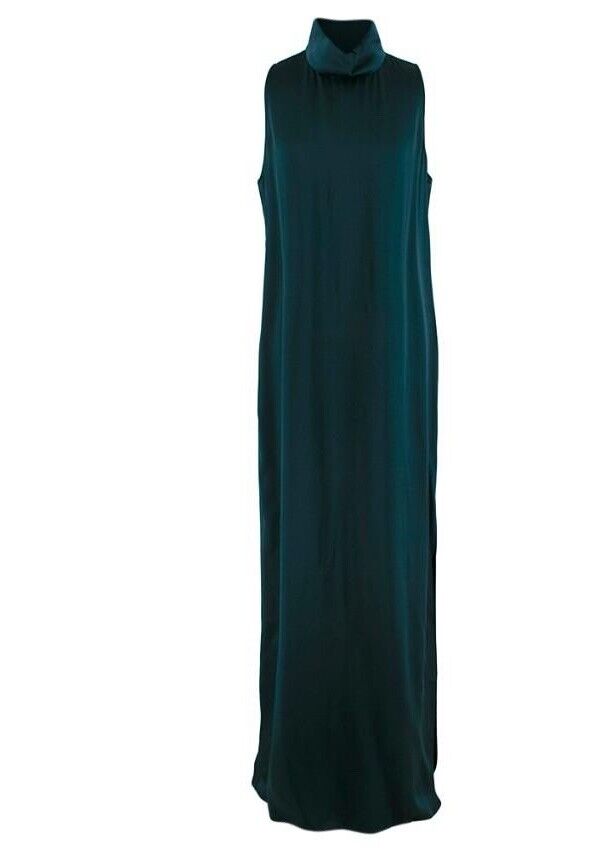 G. LABEL by Goop Nneoma Marine Green Satin High Neck Slit Maxi Gown Dr Afashionistastore G. LABEL by Goop Nneoma Marine Green Satin High Neck Slit Maxi Gown Dr Afashionistastore