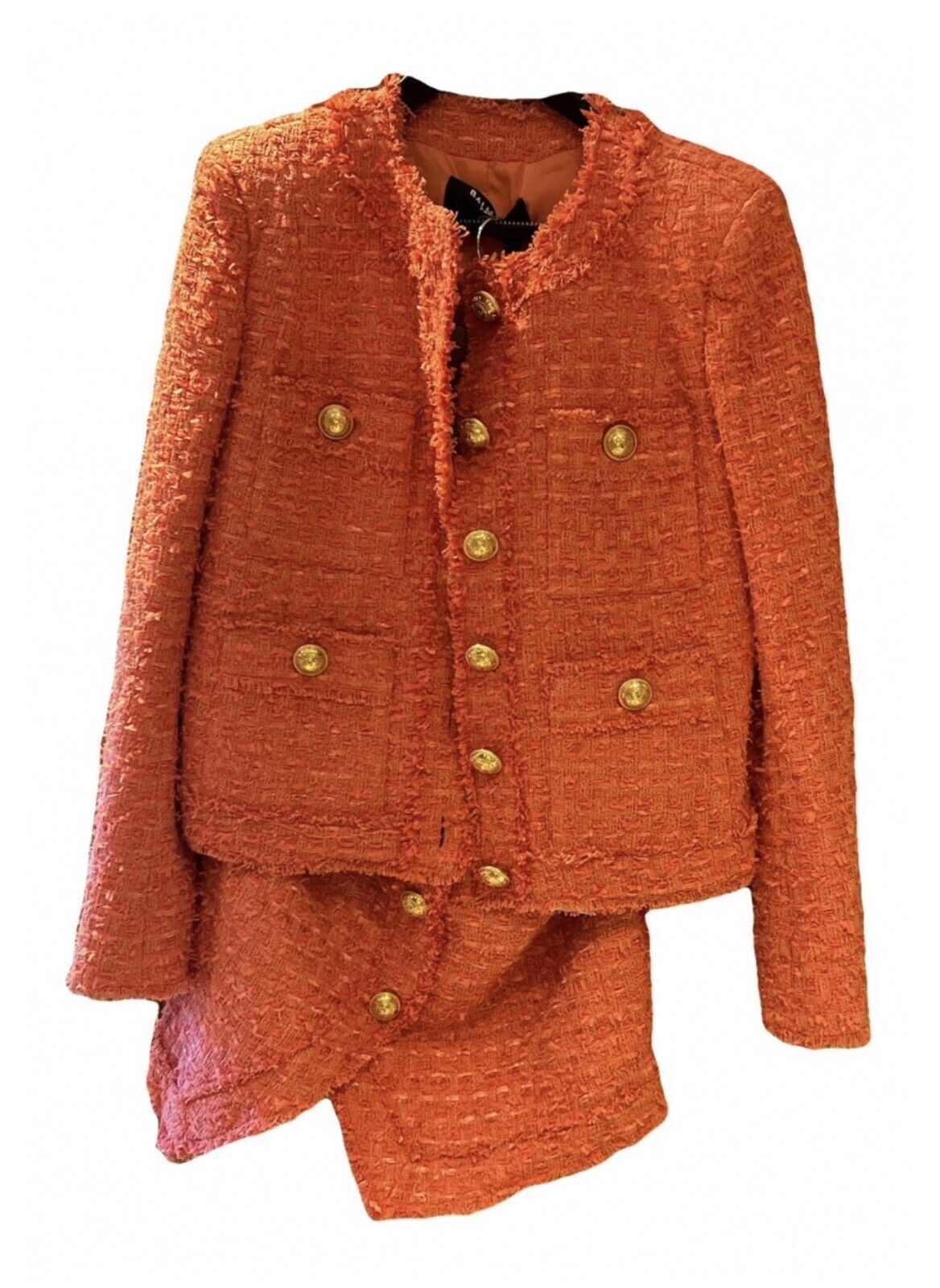 Balmain 2023 Boucle Tweed Jacket & Skirt Set F 36 UK 8 US 4 S small ladies