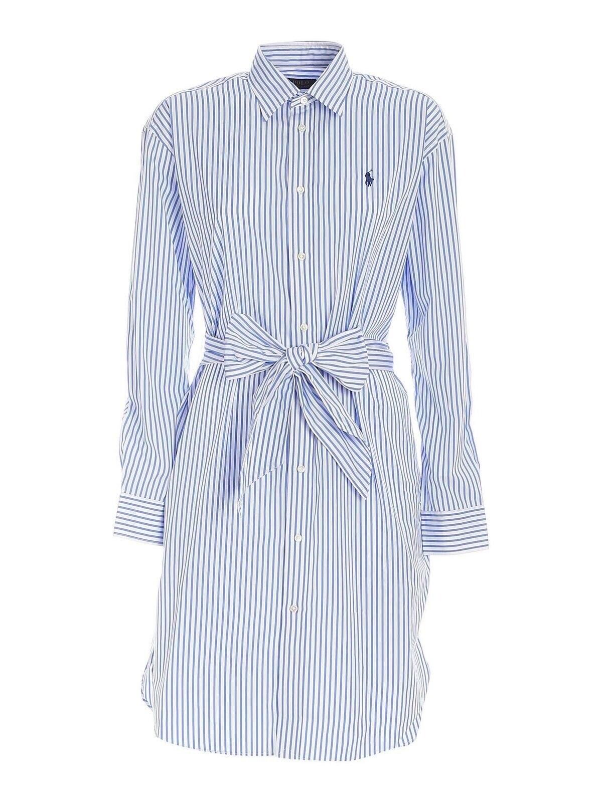 Ralph Lauren Polo Long Sleeve Stripe Shirt Dress - Blue and White Size US 4 UK 8 ladies