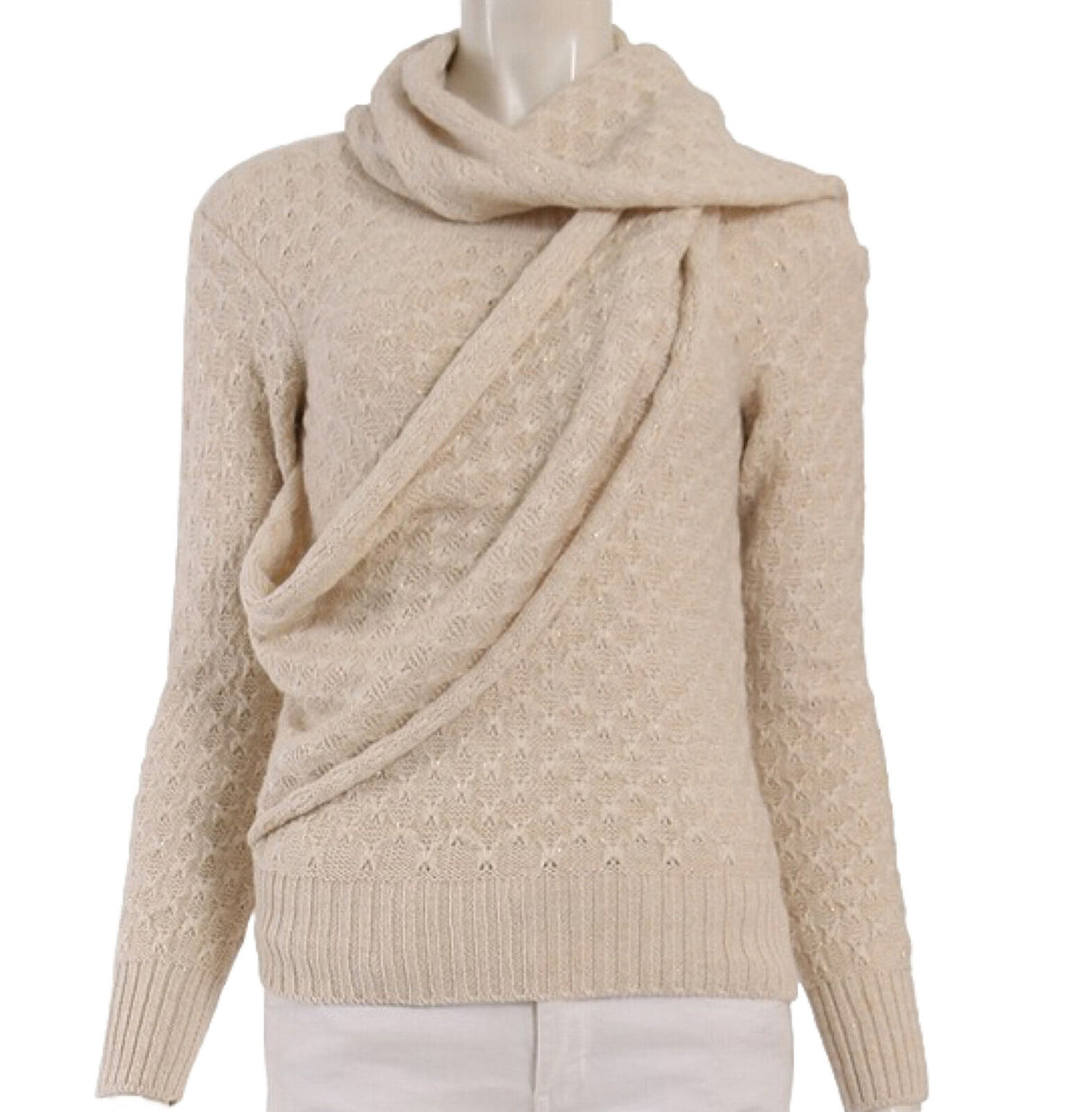 CHANEL Bombay Alpaca Including Scarf Knit Open Sweater Jumper F 42 UK 14 US 10 ladies