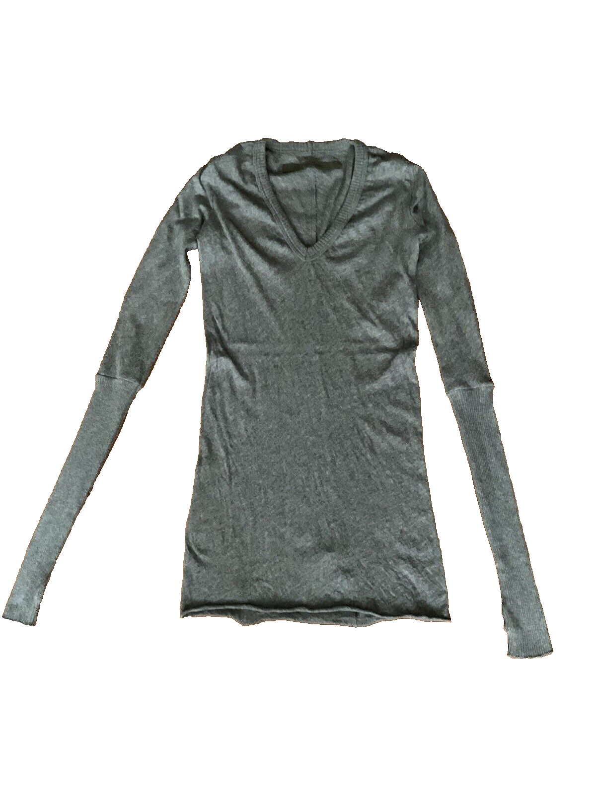 ENZA COSTA Cashmere Cotton Fitted Cuffed V Neck Sweater Knit Size XS ladies