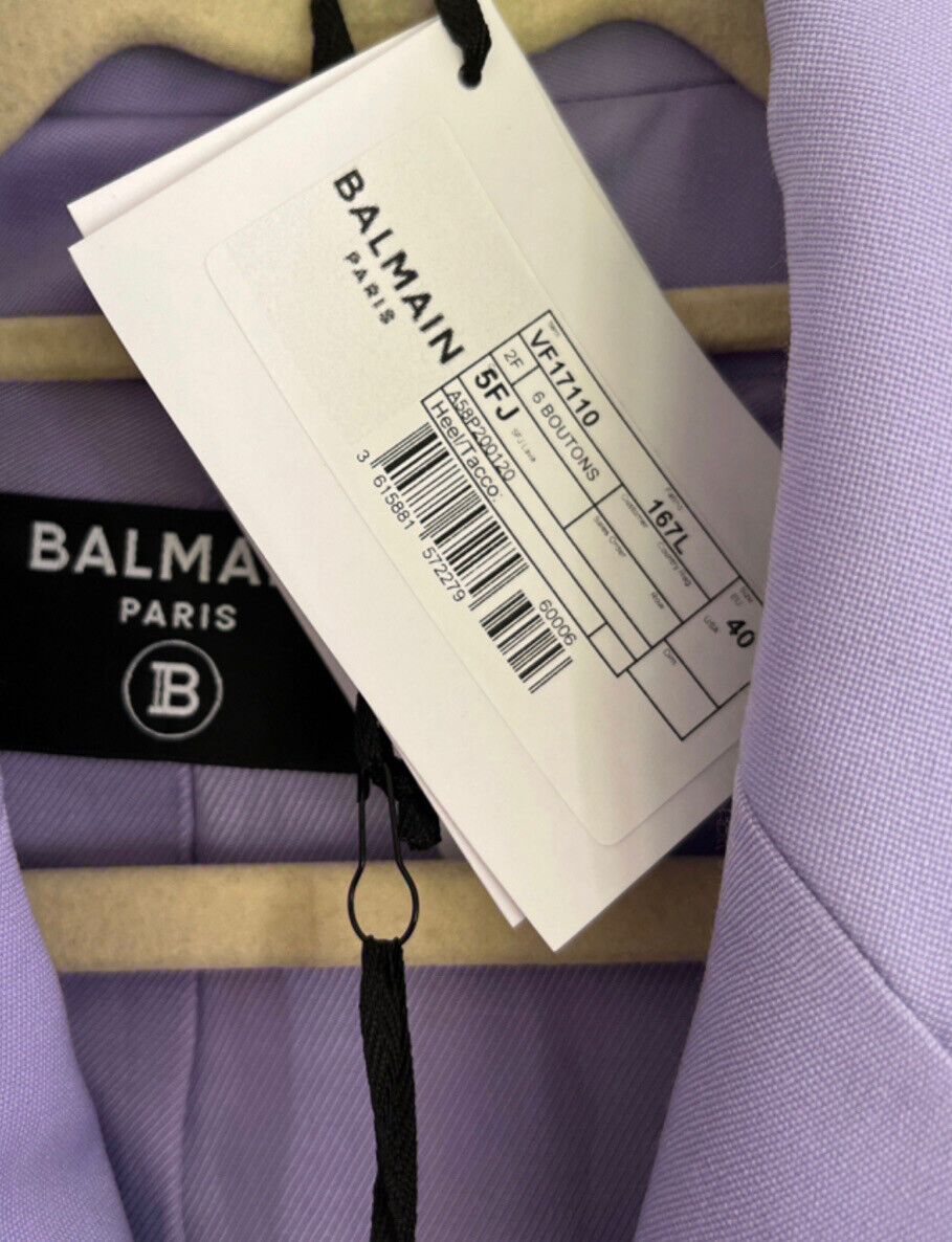 Balmain Purple Grain De Poudre 6-Button Jacket Blazer Size F 40 UK 12 US 8 ladies