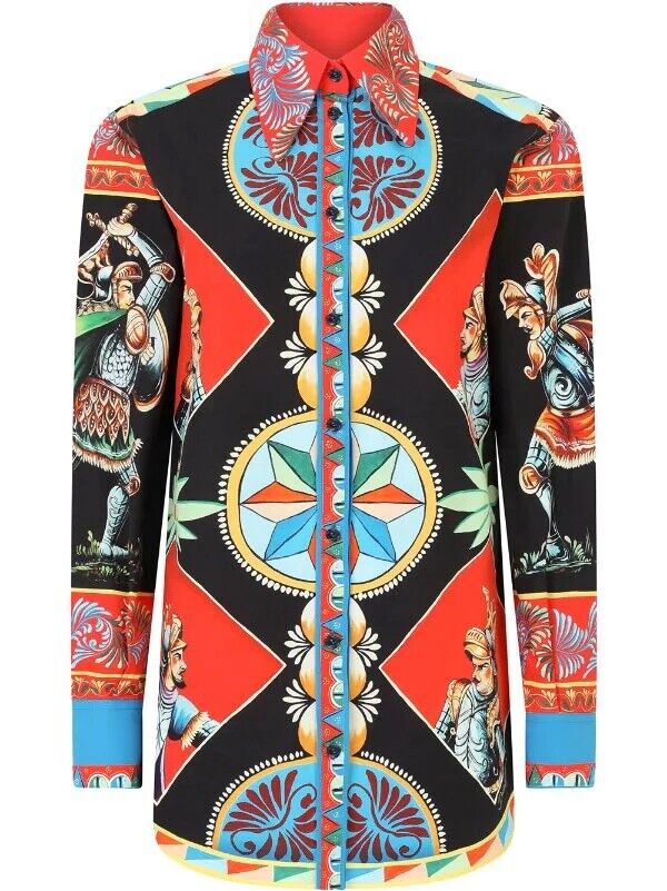 Dolce & Gabbana 2023 printed long collar shirt - Black Size I 44 UK 12 US 8 ladies